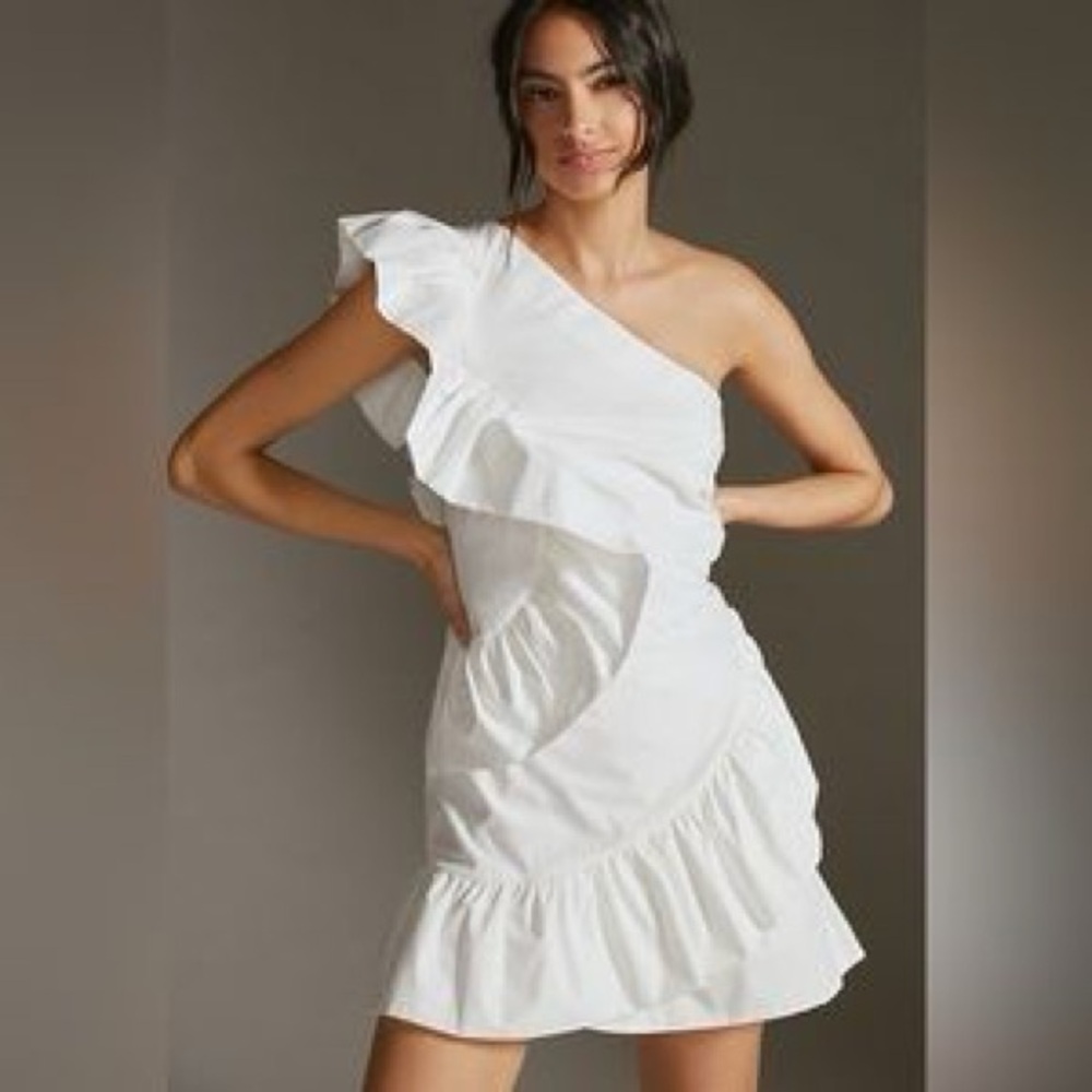 Maeve Mini White One Shoulder Dress